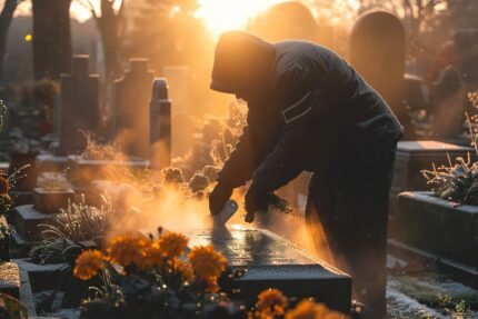 Cleaning- dawn headstone